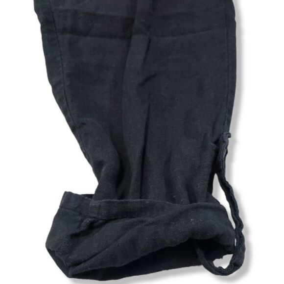 Jolt Pants Size 7 Linen Rayon Blend Casual Lounge Leg Roll Tab Drawstring Black - Picture 5 of 7
